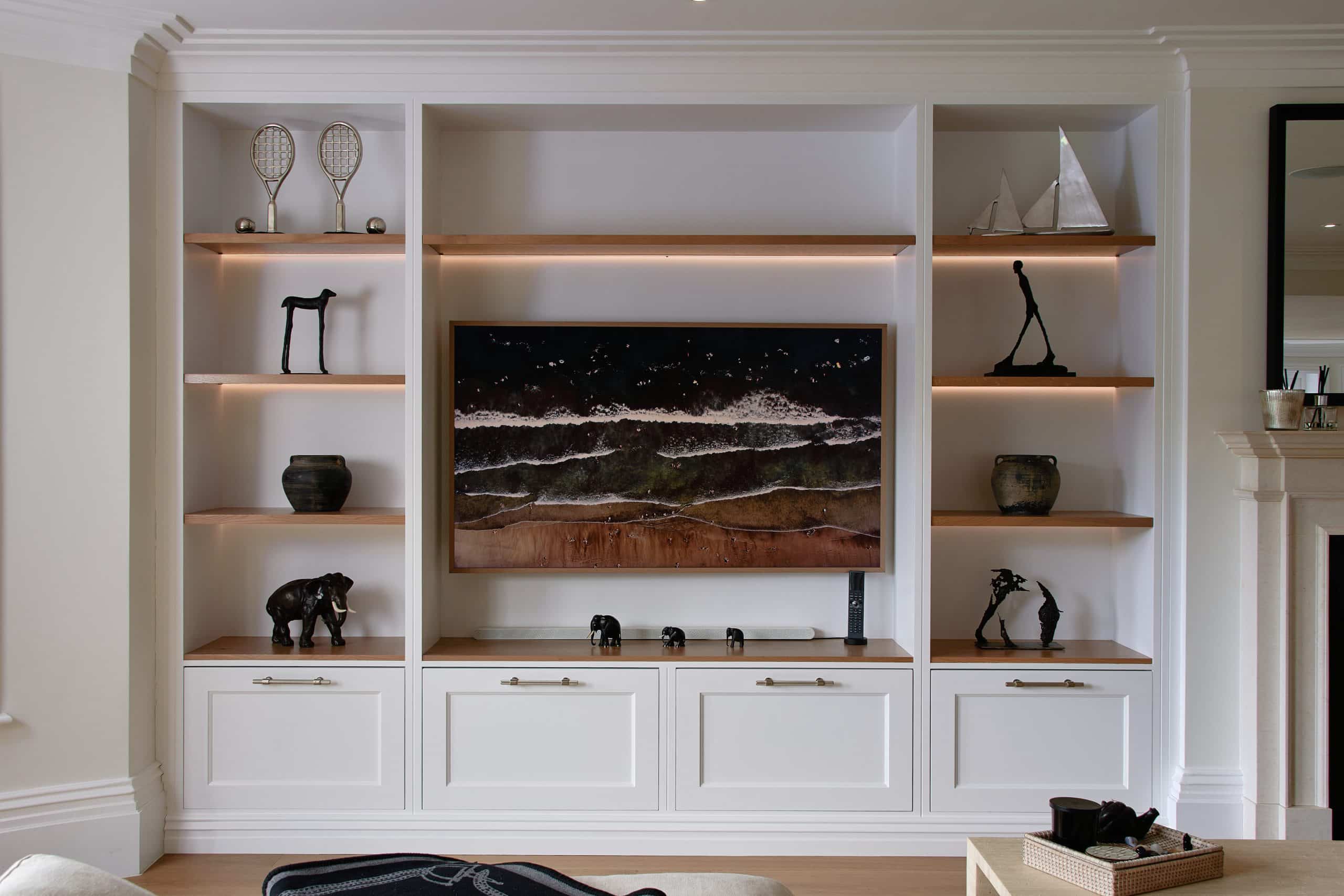 Bespoke media wall with LED lighting Kent